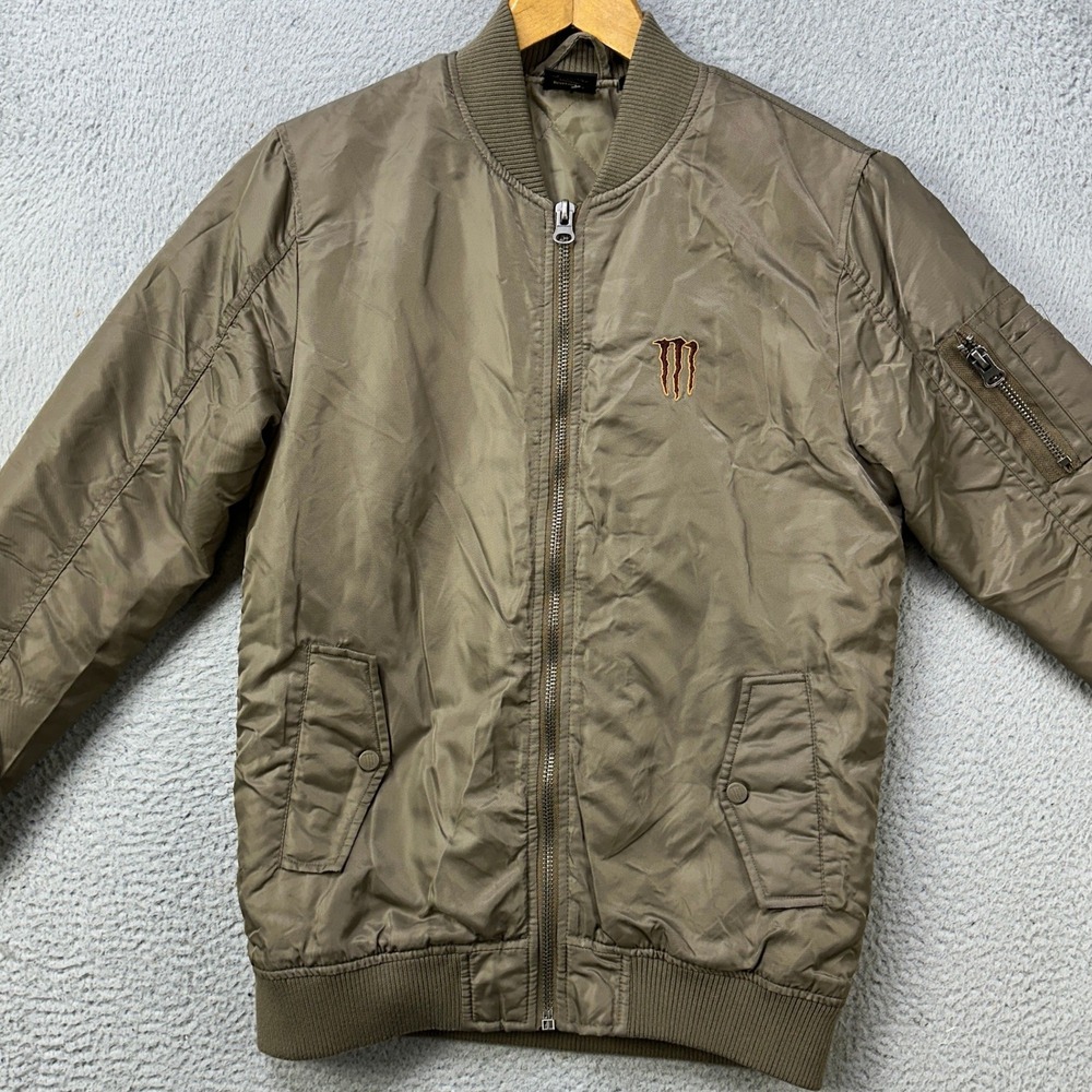 Java Monster Mens Small Jacket Bomber Olive Green… - image 2